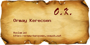 Ormay Kerecsen névjegykártya